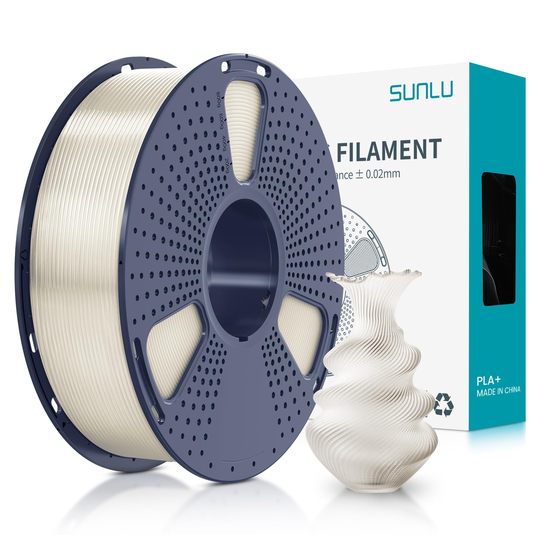 SUNLU Filamento PLA+ 1.75mm per Stampante 3D e Penne 3D, Filamento PLA Plus 1KG,Neatly Wound, Buona tenacità, Precisione di Tolleranza del Filamento +/- 0.02mm,Trasparente