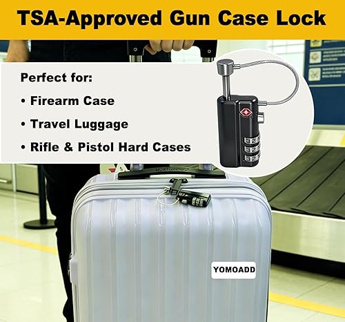 Miniatura 5 de Candado profesional aprobado por la TSA (2 unidades) candado para funda de pistola con vástago de acero de aleación duradero y resistente a los