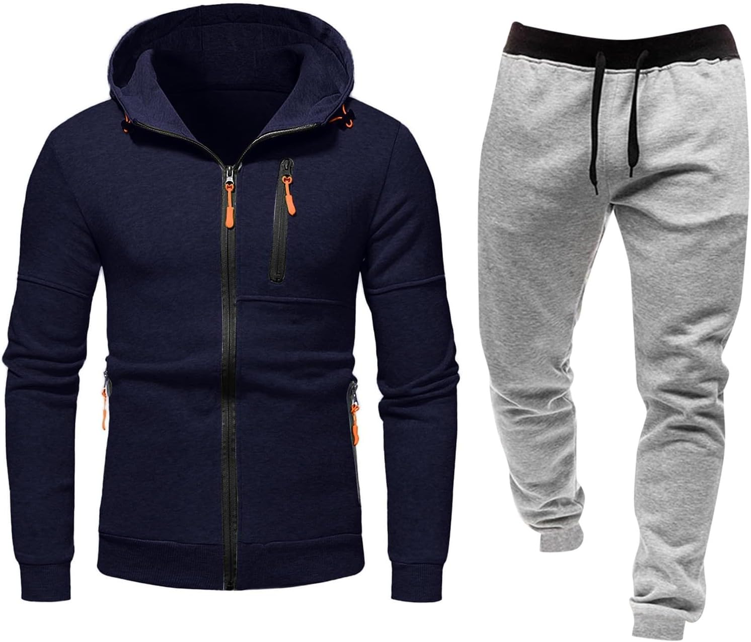 Sudadera Con Capucha Hombre JiangWu – Forro Polar Pesado, Cremallera, Bolsillos, Ideal Para Invierno