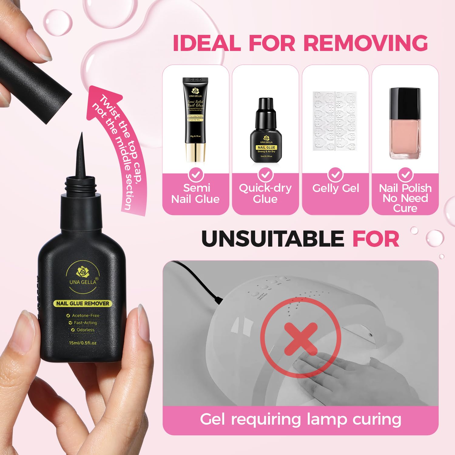 Una Gella zmywacz do kleju do paznokci 15 ml × 1