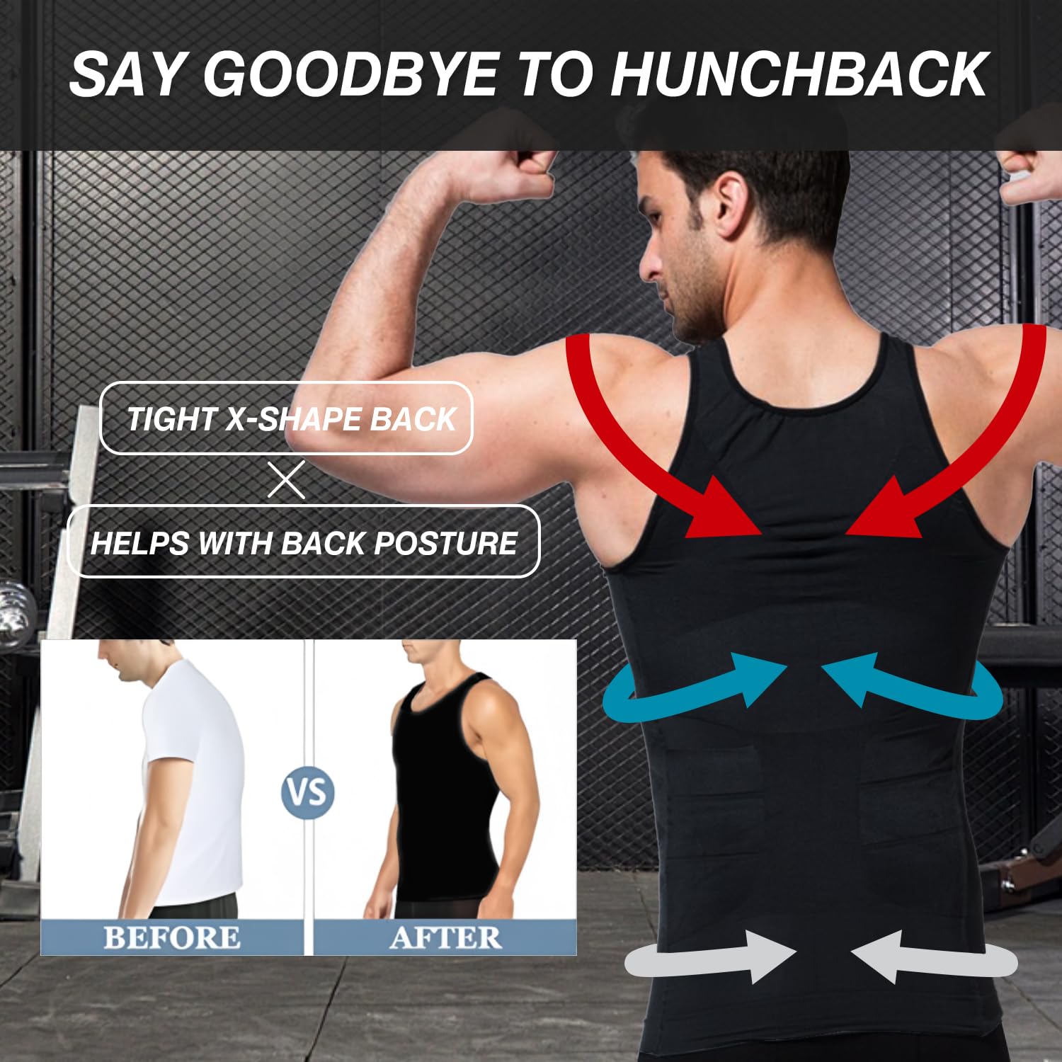 Gilet amincissant de compression pour homme - Contrôle du ventre - Sous-vêtement gainant - Doux pour la peau