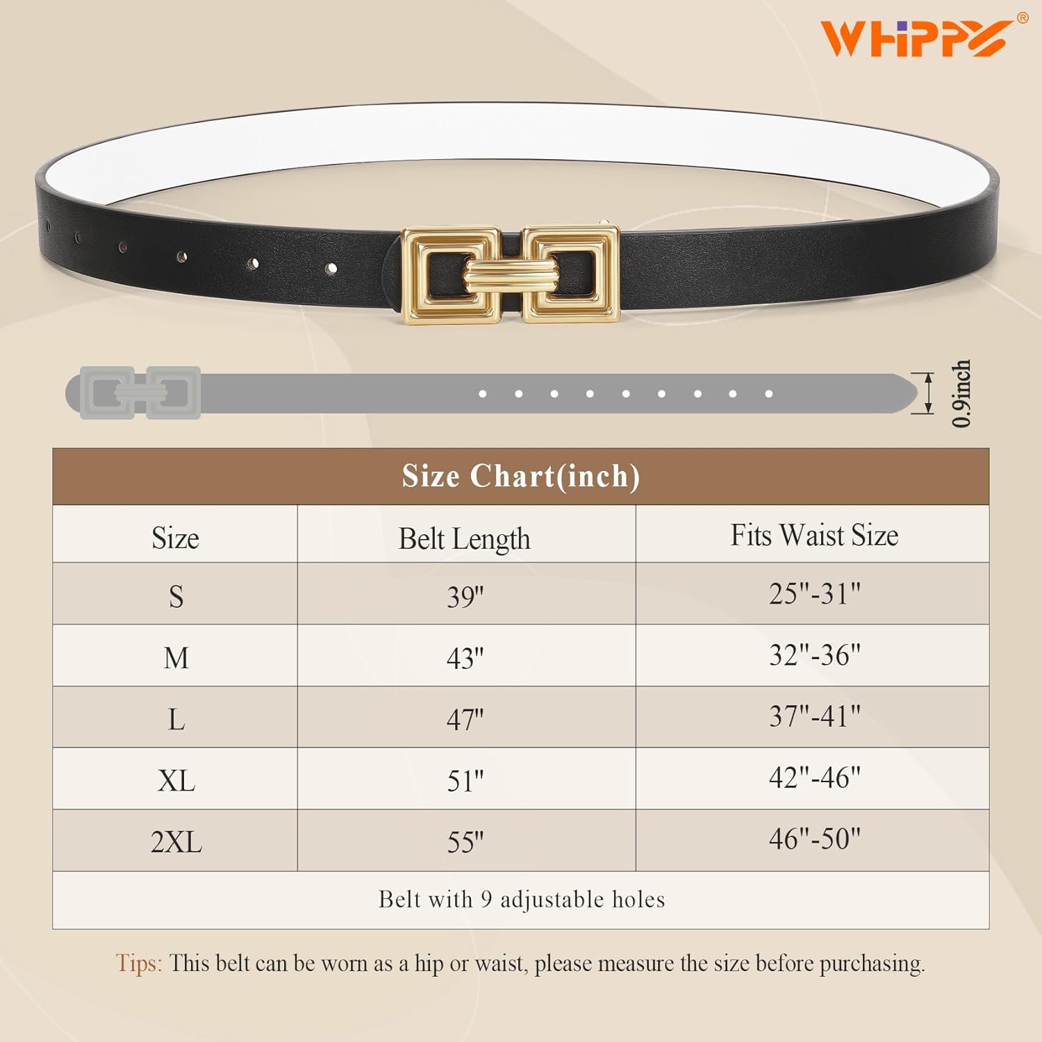 WHIPPY Reversible Leather Belt for Women Fashion Ladies Faux Leather Belt for Jeans Pants Dress with Gold Buckle 1 Pack - Image 6