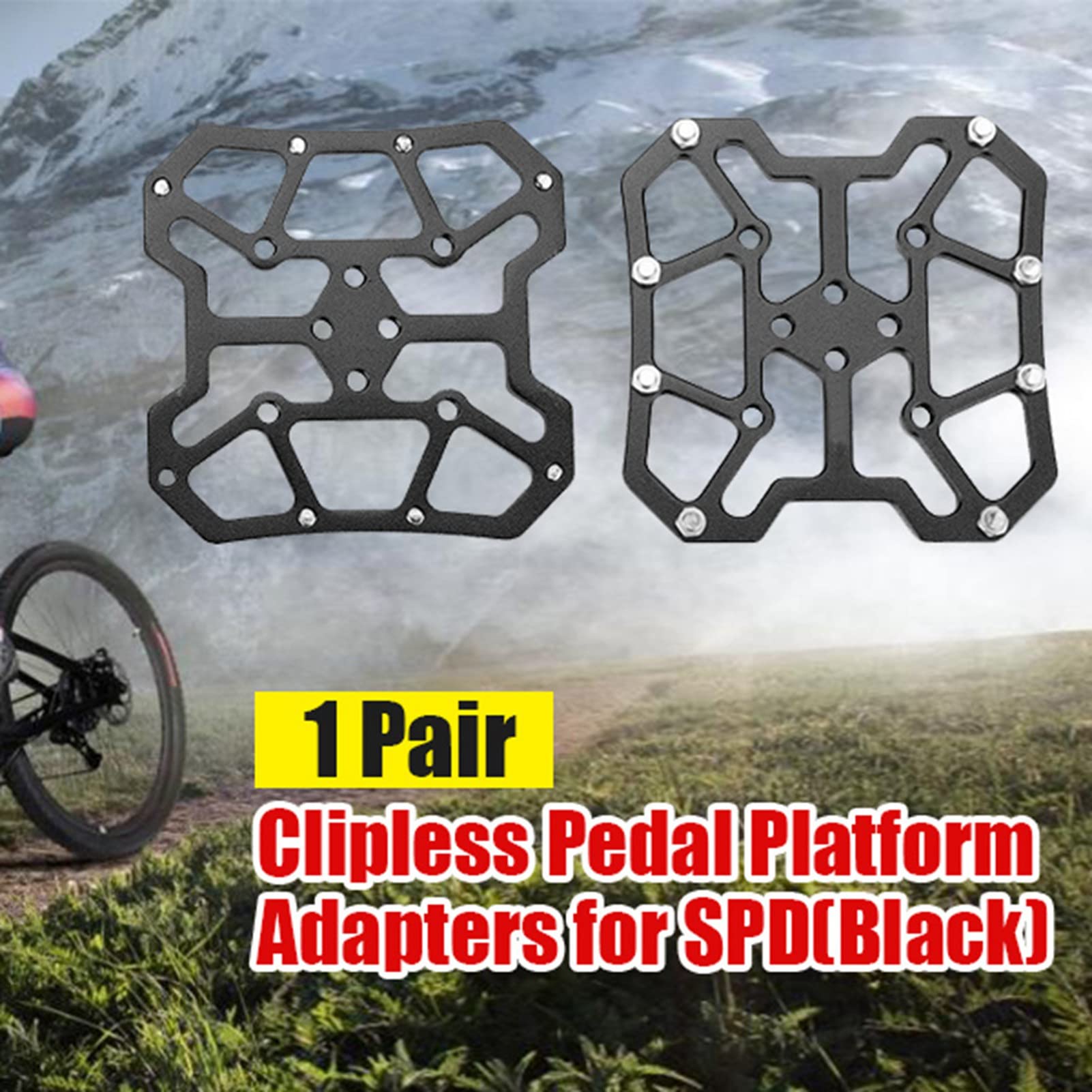Adattatore per Pedale Bici da 1 Paio, Adattatore per Pedale Senza Clip in Lega di Alluminio Adattatori per Piattaforma Pedale Facili da Installare per SPD 9 X 9 Cm