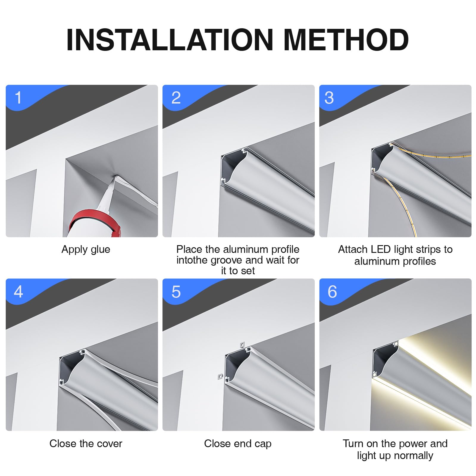 Profil aluminiowy do taśm LED, ekranowanie matowe 2 m x 5 szt., szerokość 2 m x 69,1 mm x 69,1 mm, pasuje do taśm świetlnych różnych producentów, maksymalna szerokość 9,6 mm