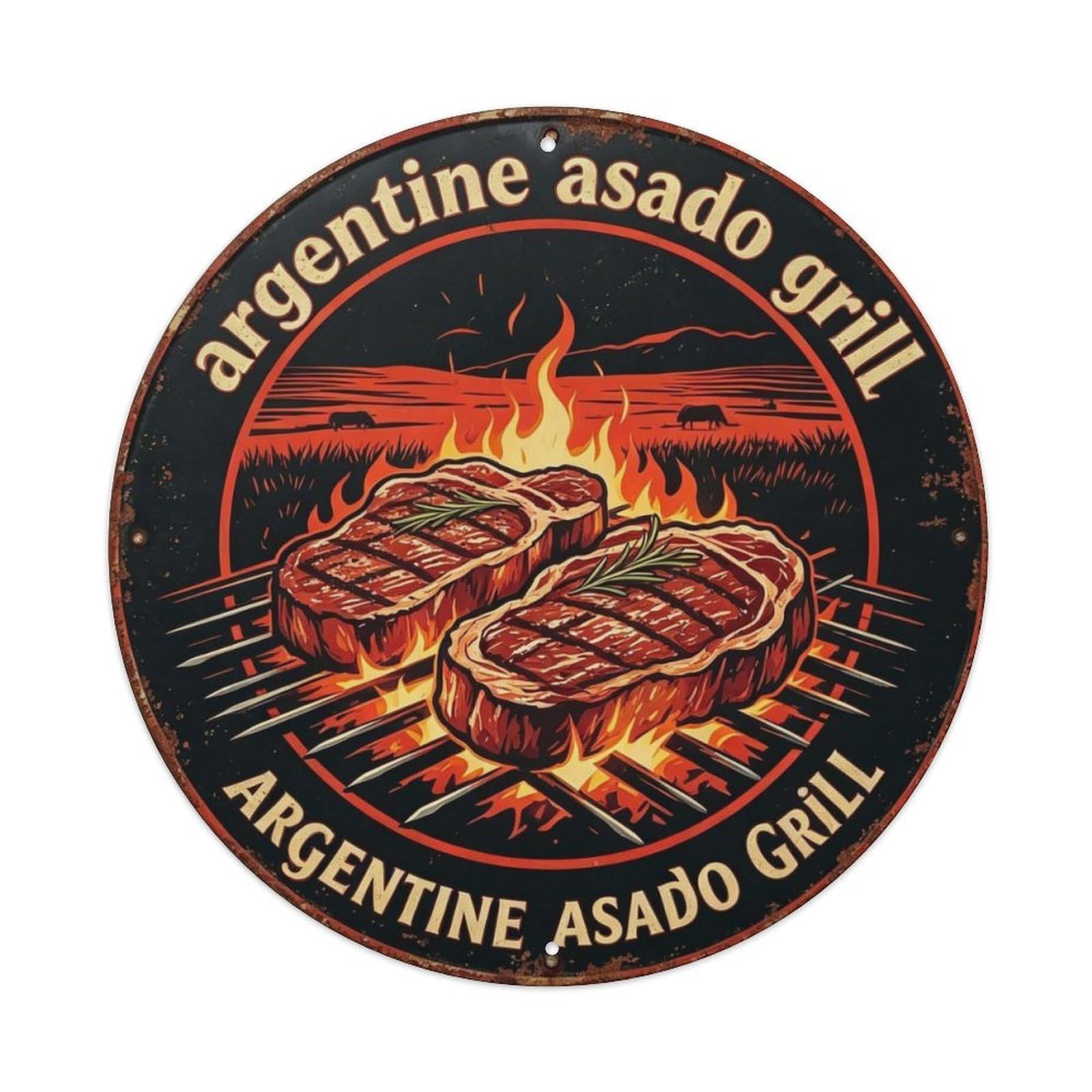 Argentine Asado Grill Metal Tin Sign Plaque