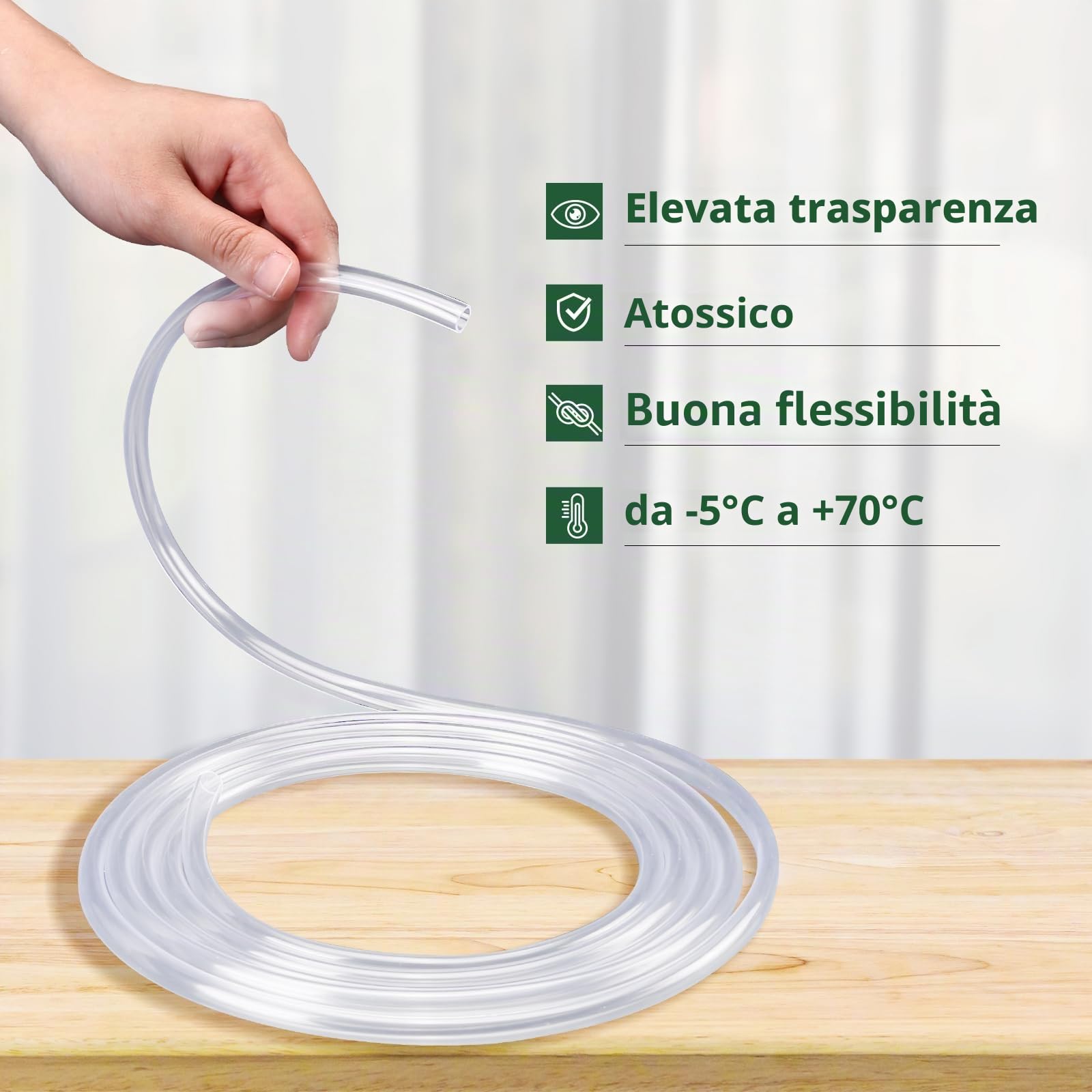 Tubo flessibile in PVC trasparente 3 m 7×9 mm per acquario piscina spruzzatore