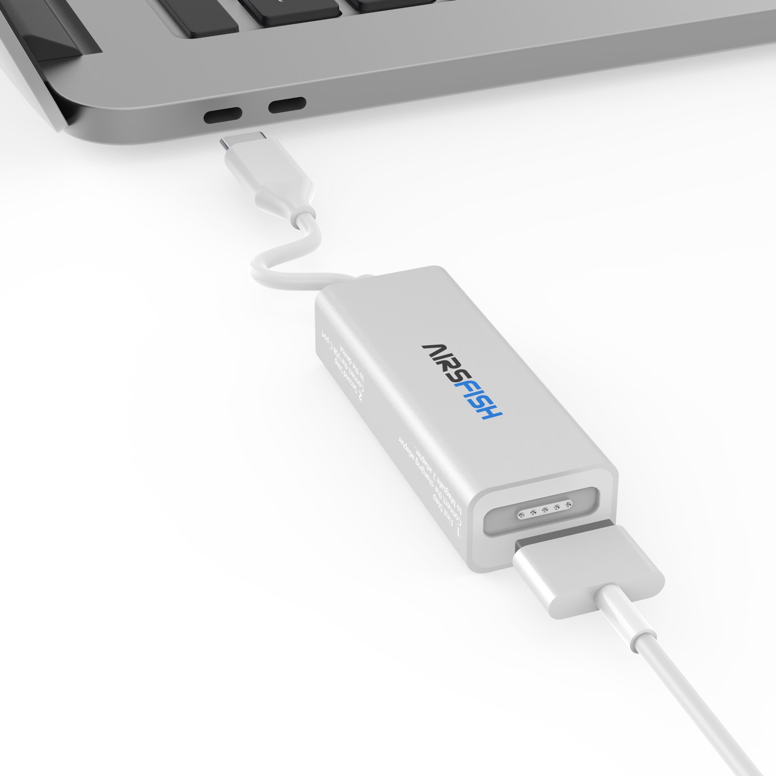 USB Type C to Magsafe 2 Charger Adapter, AirsFish USB C to 5 Pin Magsafe 2 Power Converter T-Tip Connector Cable for MacBook/MacBook Pro/Switch/Laptop (Silver)