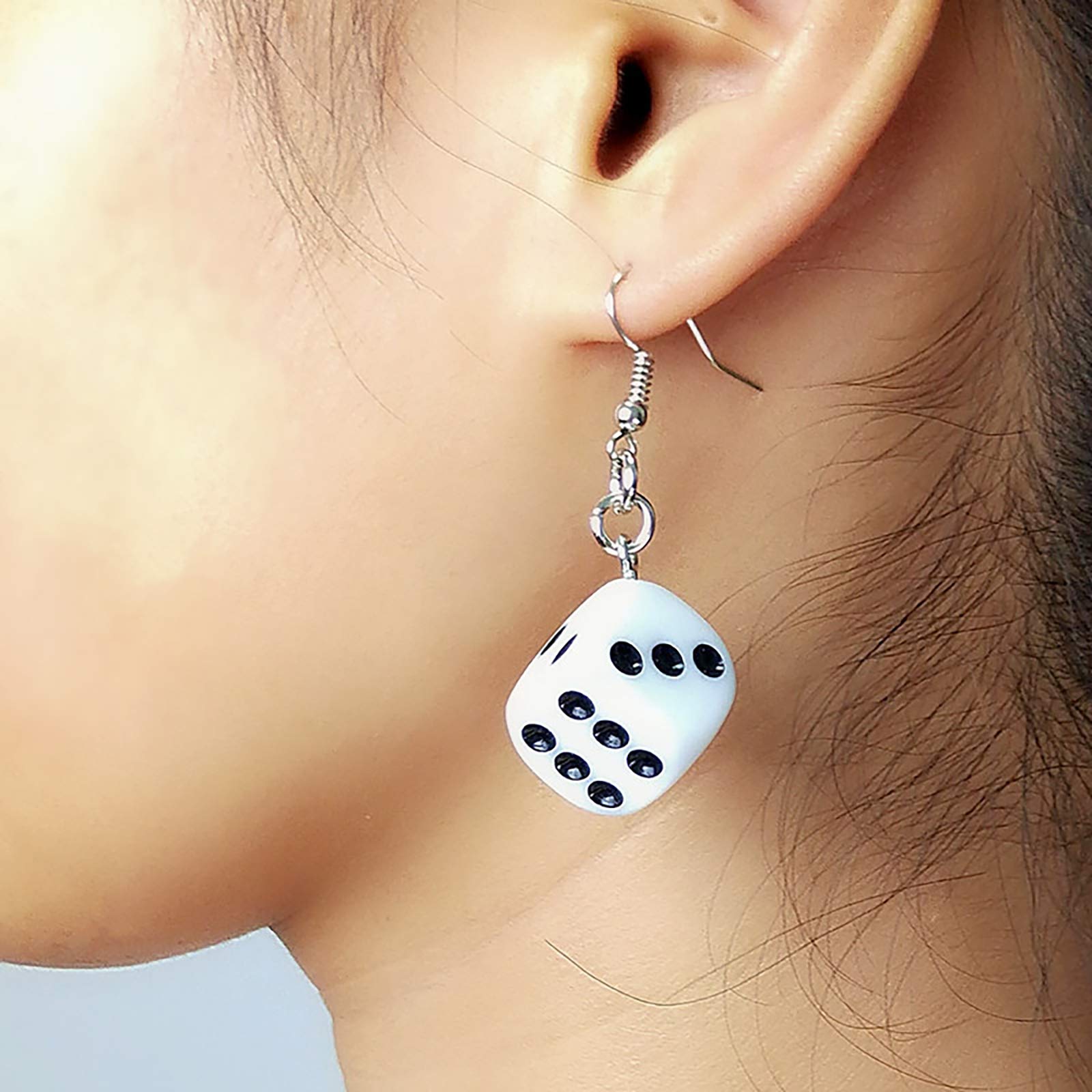 ROSTIVO Dice Dangle Earrings for Women Funny Novelty Cube Jewelry Gag Gift Cute and Quirky Accessory