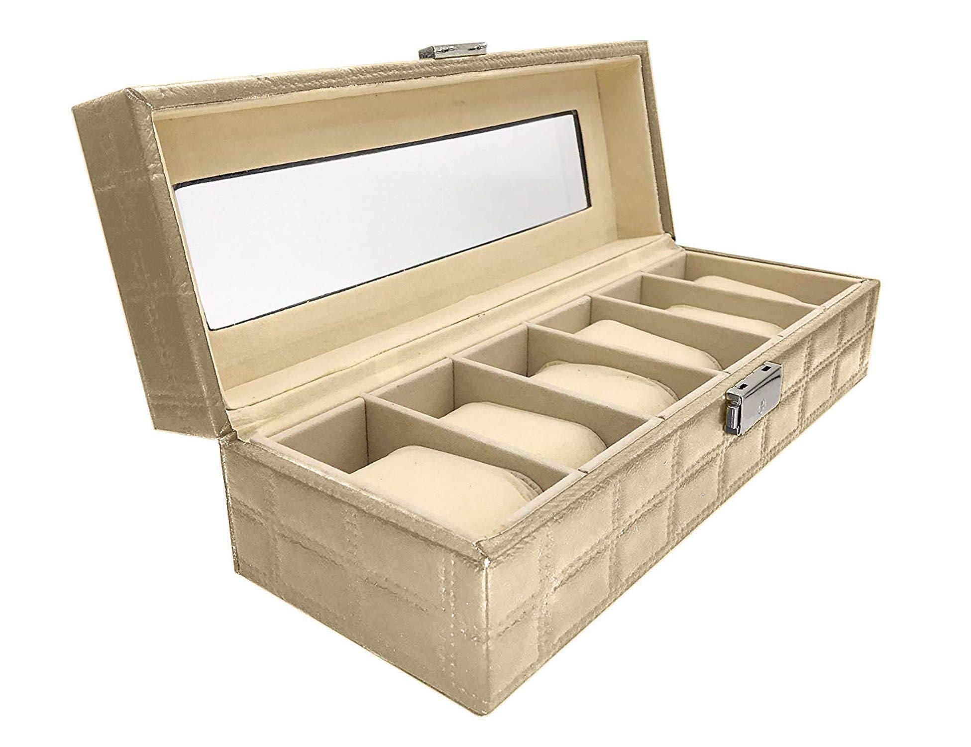 Gadgets Appliances Brilliant Watch Display case 5 Slots Pu Leather watch case-Golden (B08N5FV37T) Amazon Price History, Amazon Price Tracker