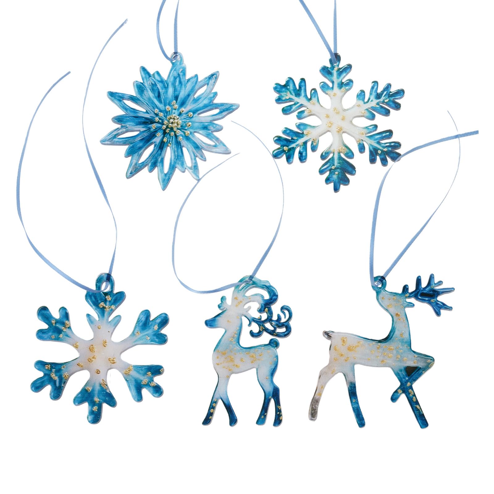 Xinsheinelry 1 Piece Resin Reindeer Snowflake for Christmas Decoration Waterproof Feature Festive Blue Hues Holiday Decoration Reindeer Snowflake Ornament Festive Atmospheres Enhancer