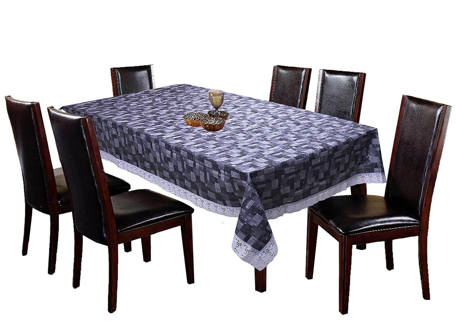 Kuber Industries Checkered Design PVC 6 Seater Dining Table Cover 60"x90" (Grey) - CTKTC40128
