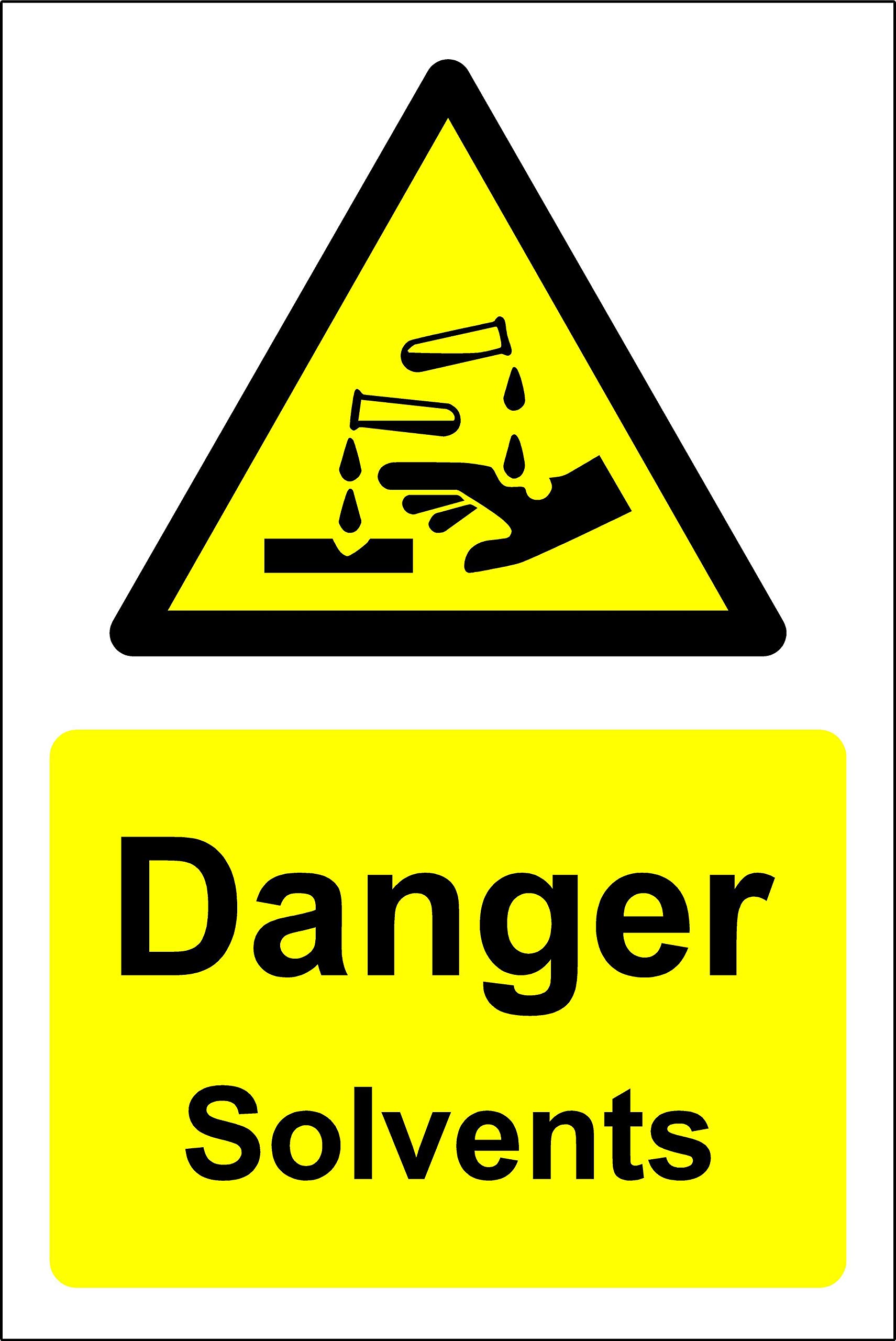 Kpcm Display Ltd Danger Solvents Safety Sign - Self Adhesive Sticker 150Mm X 100Mm