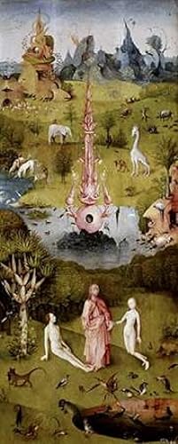 Posterazzi Hieronymus Bosch - Póster de jardín de delicias terrestres, con detalle de la izquierda, (10 x 20 pulgadas)