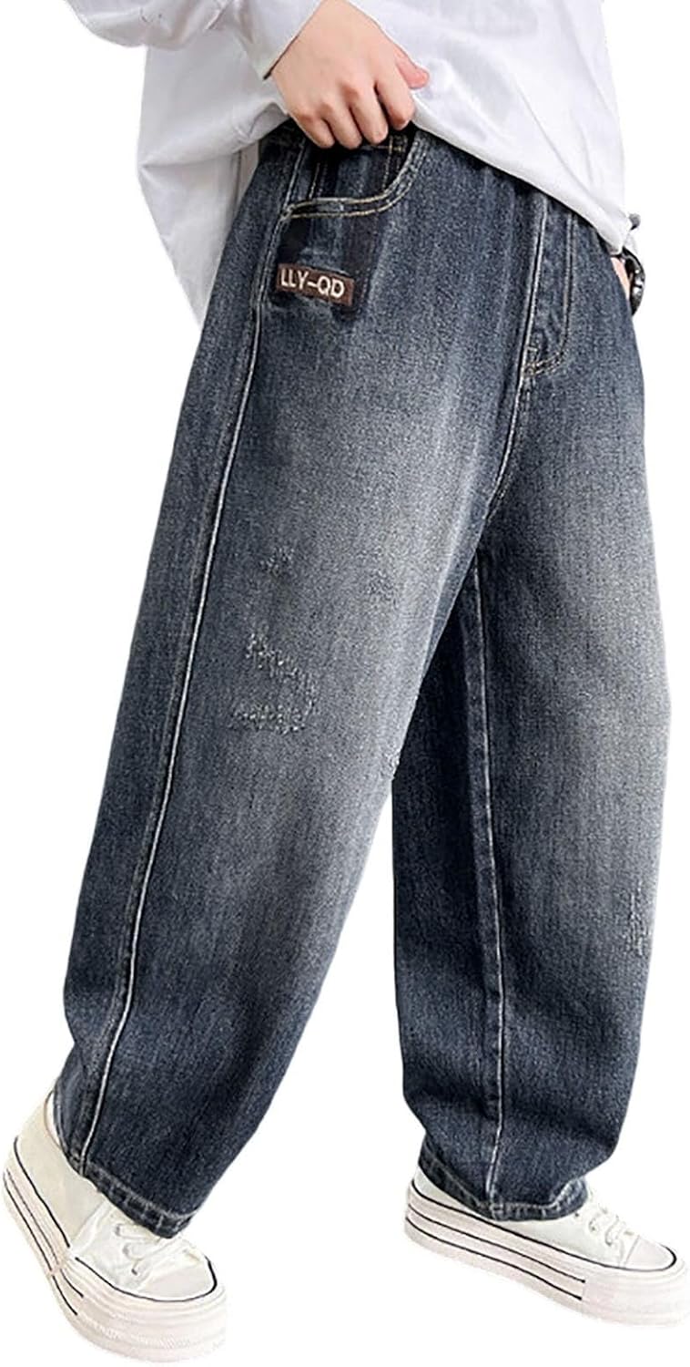 Jeans for Toddler Boys Stretch Fit Elastic Waist Pull On Relaxed Kids Joggers Active Athletic Preppy Sports Teenage Trousers