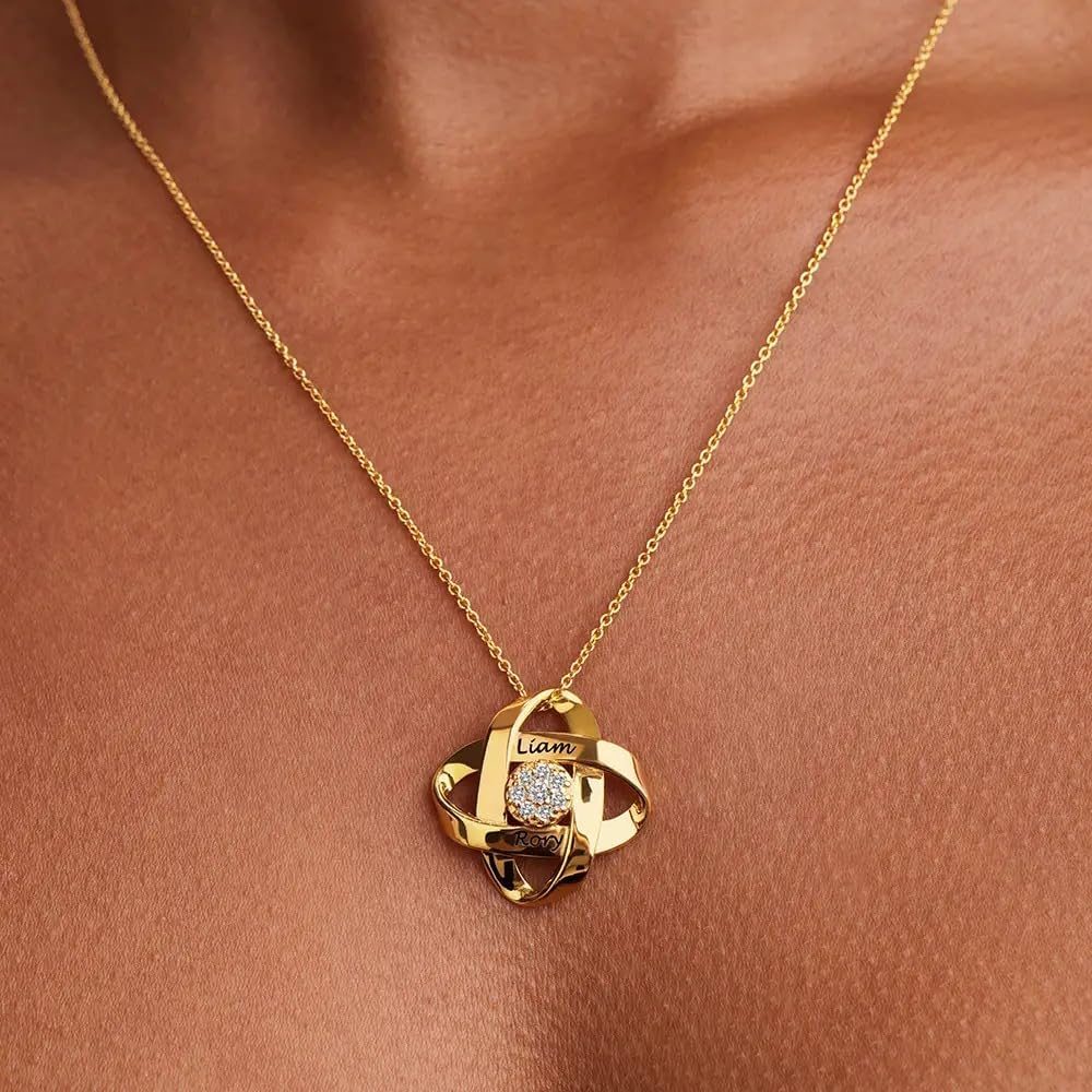 Personalized Galaxy Necklace with Diamonds or Cubic Zirconia - Dainty Gift for Her, Women - Custom Jewelry for Mother's Day, Birthday (0.19 ct Diamond, Gold)