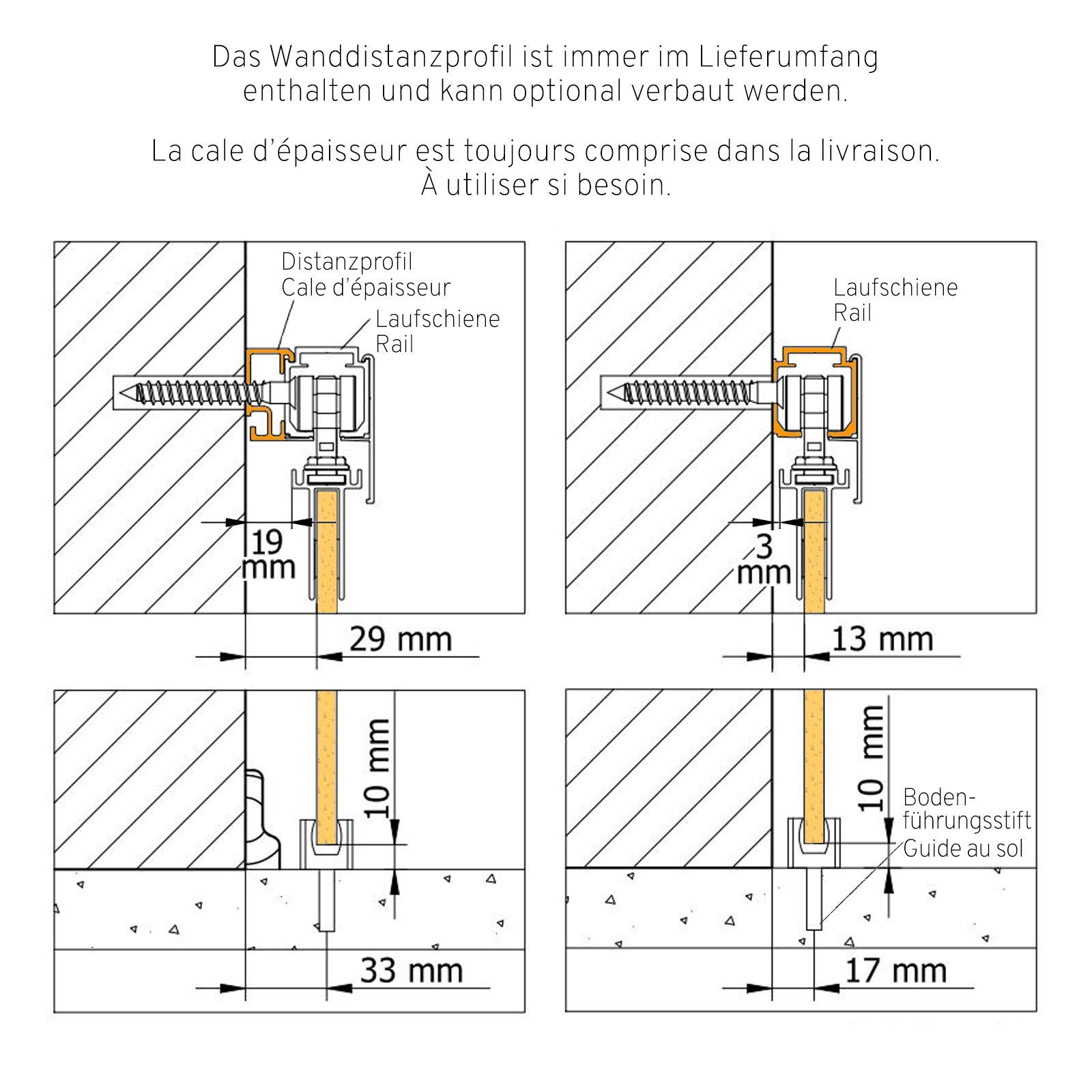 Schulte porte coulissante intérieure verre 75x203 décor vagues amortisseur | verre trempé 4 mm poignée ronde double softclose