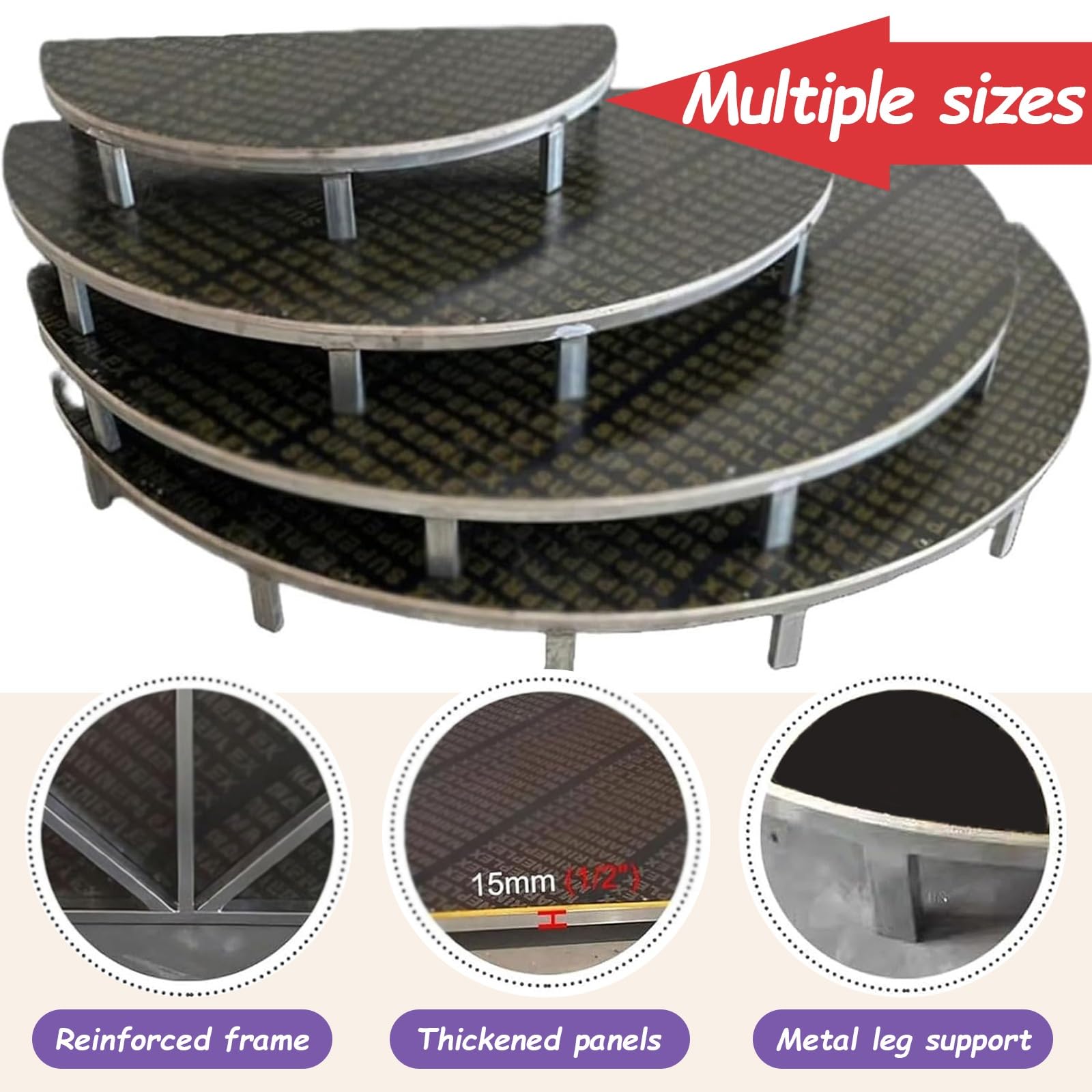 Piattaforma per palcoscenico piccola, piattaforma per palcoscenico con moquette antiscivolo, Palcoscenico portatile per discorsi e canti in pubblico(Grey,39.4x19.7in)