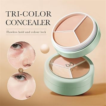 Artistic Tri Color Concealer Palette Waterproof Tri Color Foundation Cover Full Coverage Face Concealer Makeup Highlight Contour Palette (2 Pack)