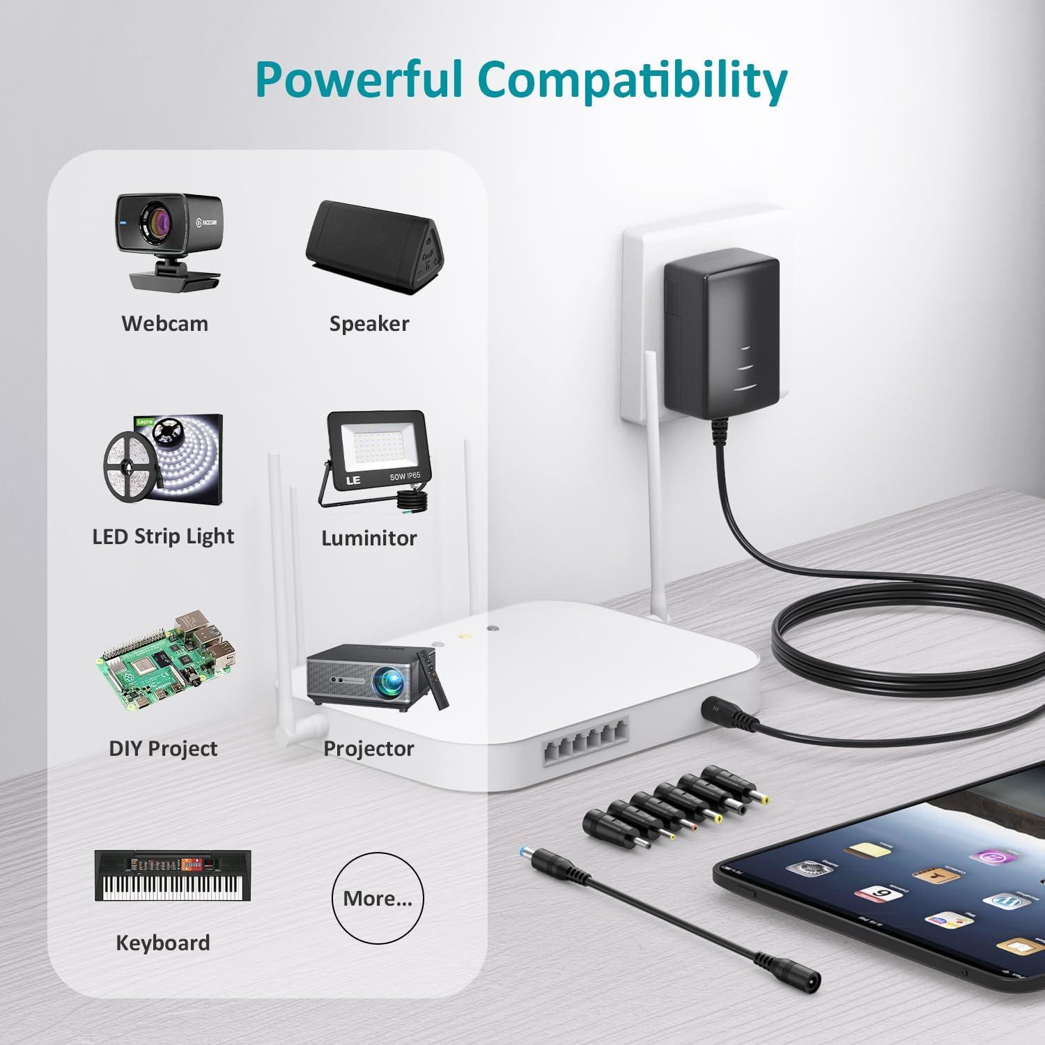 9V 3A DC Power Adapter Charger 27W 3000mA 2800mA 2500mA 2.2A 1.5A 1.2A 300mA Power Supply Cord for 9 Volt Speaker Musical Keyboard Guitar Pedal Electronics