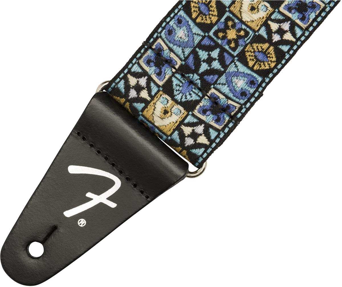 Fender Festival - Sangle de guitare - Tissé d'inspiration Vintage - Design Mosaïque Bleu