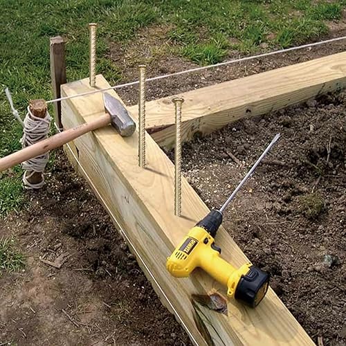 Miniatura 5 de MAOMBO Estacas de barras de refuerzo de 16 pulgadas (paquete de 8)  anclajes de tierra de acero galvanizado de 0.5 pulgadas de diámetro  Estaca de