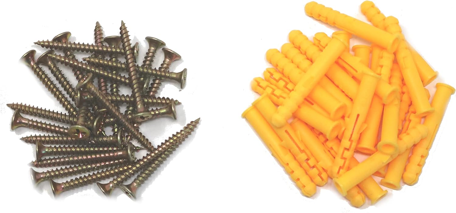fiXte M4 Screws and Rawl Plugs Set Suitable for Concrete Brick and Wood 40mm and 60mm Sizes (M4