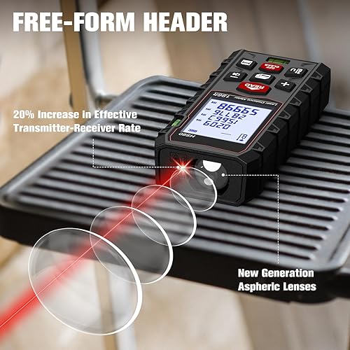 Miniatura 2 de Laser Measure 196ft, Charcity Laser Distance Meter 60M(MinF) with 2 Bubble Levels, Mute Function IP54 Waterproof Large LCD Backlit, for Pythagorean