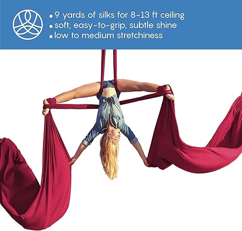 Miniatura 2 de Aum Active Aerial Silks Starter Kit - Durable 9 Yards of Aerial Yoga Hammock with Hardware & Guide - Aerial Swing for Acrobatic Flying Yoga & All