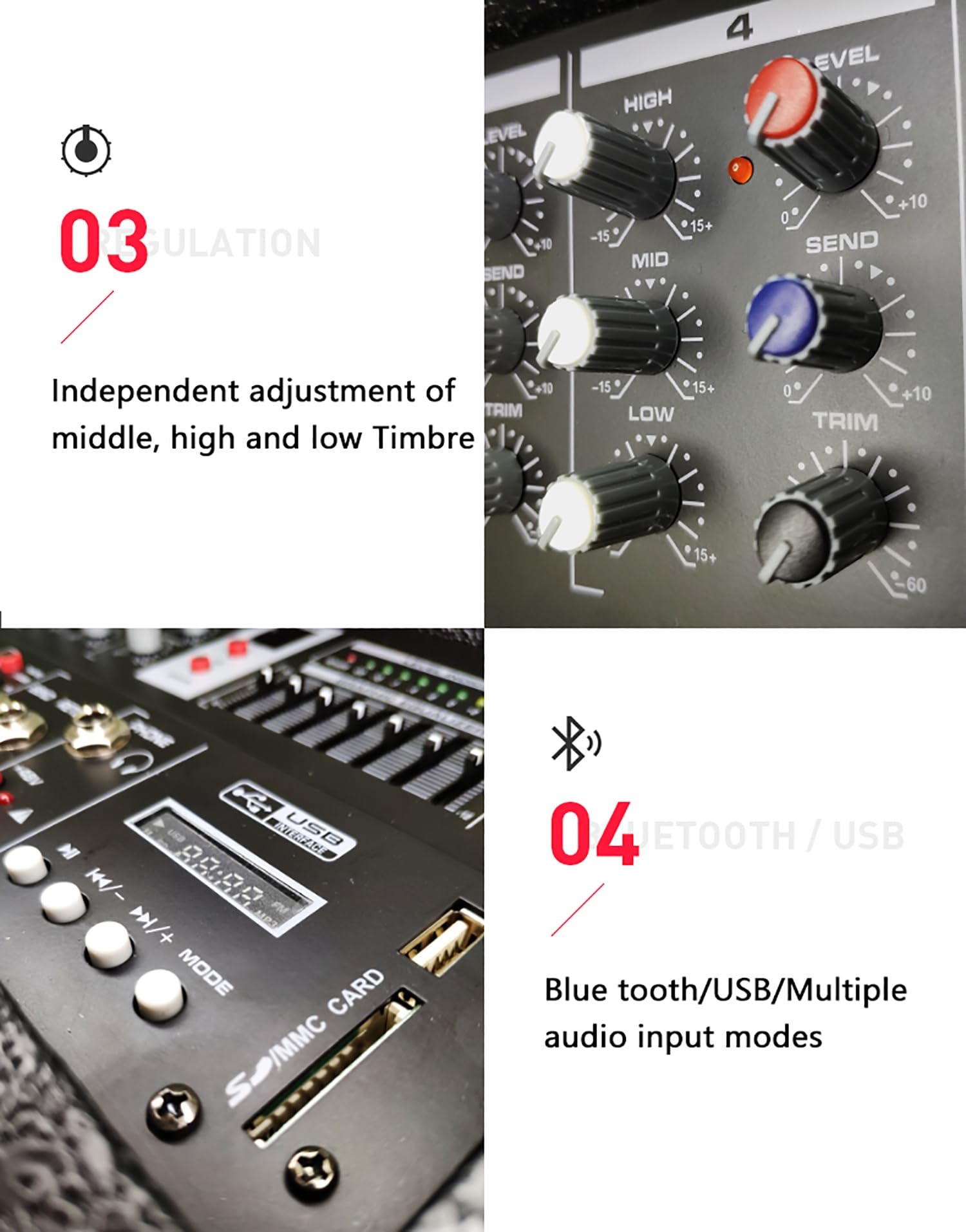DJ-Controller, Professioneller Hochleistungsmixer EB8 im Kastenformat mit Leistungsverstärker. 8 Kanäle mit Leistungsverstärker