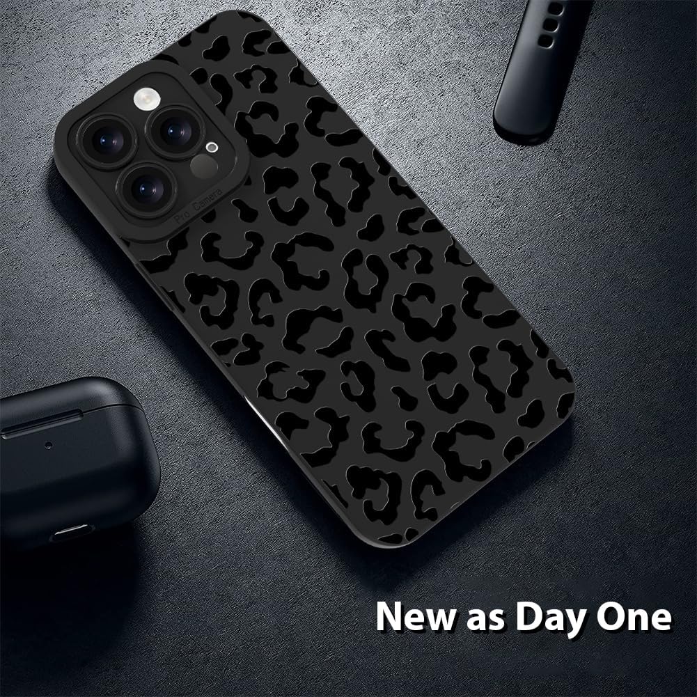 tharlet Compatible with iPhone 16 Pro Case Shockproof Soft TPU Military Grade Drop Protection Cheetah Print Women Girls Case for iPhone 16 Pro 6.3'' Black Leopard - Image 2