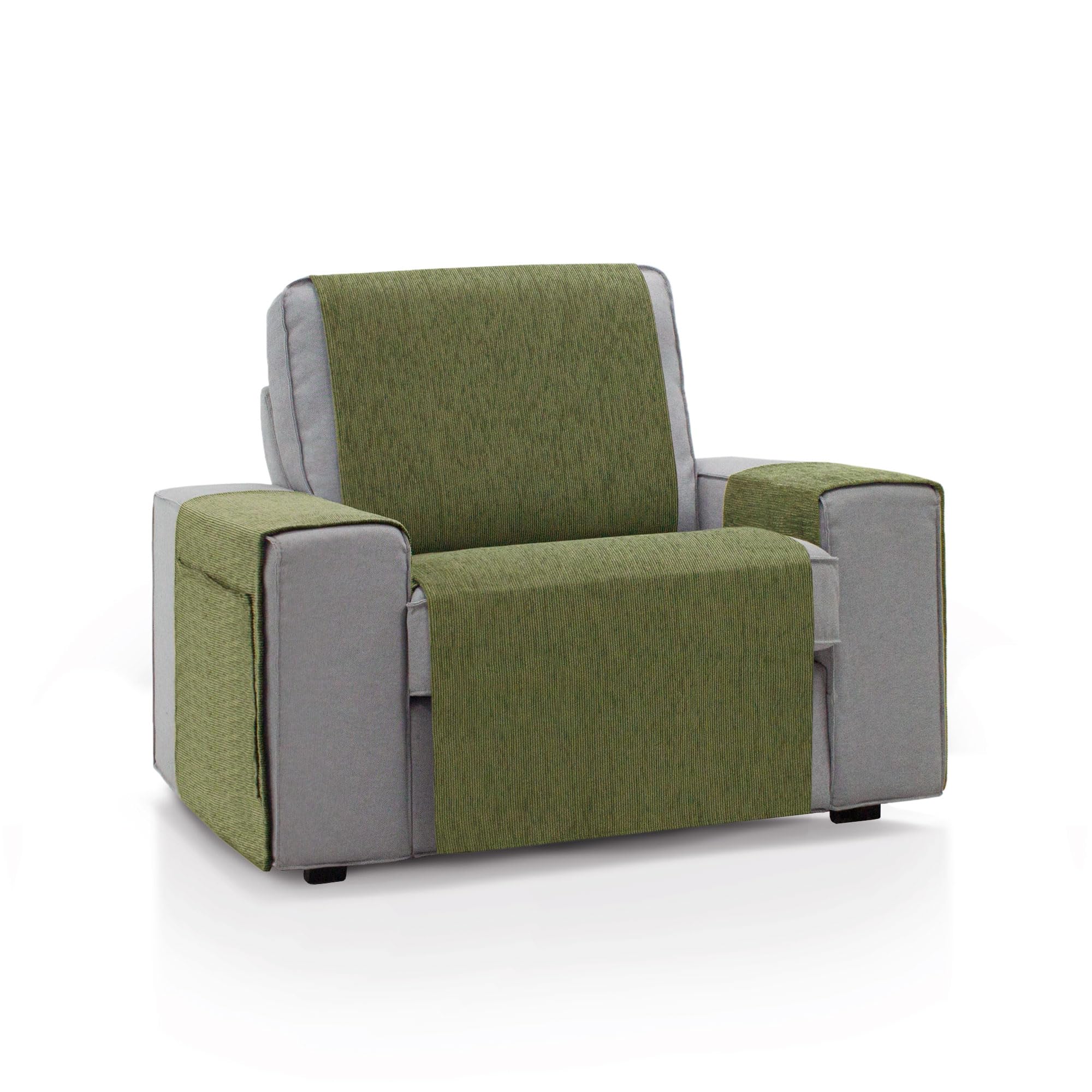 Housse de canapé 1 place verte 55 x 220 cm protège fauteuil