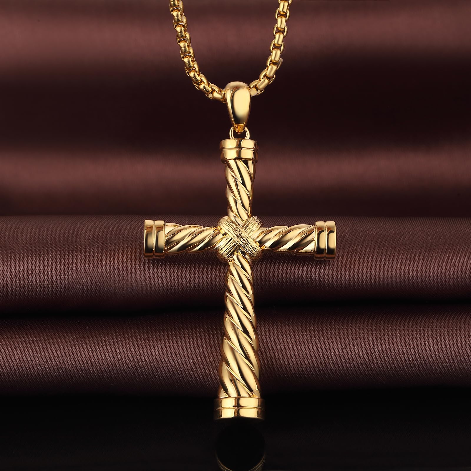 jiamiaoi Collar Cruz Colgante Cruz De Acero Inoxidable Hipoalergénico Para Hombre Femme, Cadena Hombre Plata,Oro,Negro Color