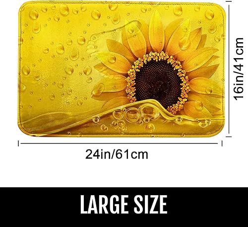 Miniatura 3 de Britimes - Tapetes de baño, tapetes antideslizantes, diseño de girasol amarillo, cubierta lavable, tapetes para decoración de baño, 16 x 24 pulgadas