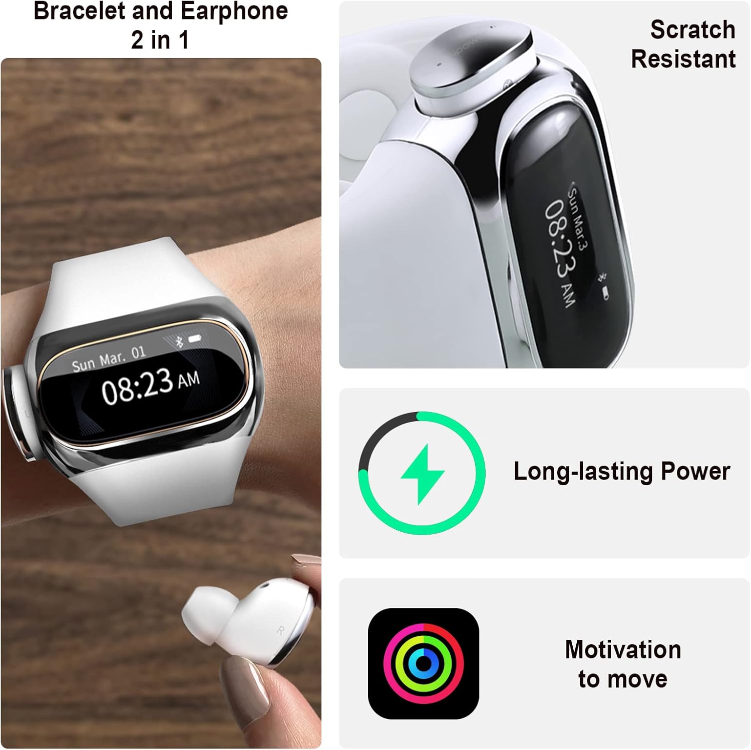 ksound smartwatch with true wireless earbuds aipower 2 in 1 earbuds smartwatch with 11 sports mode tracking heart ratesleepcalories monitor recei
