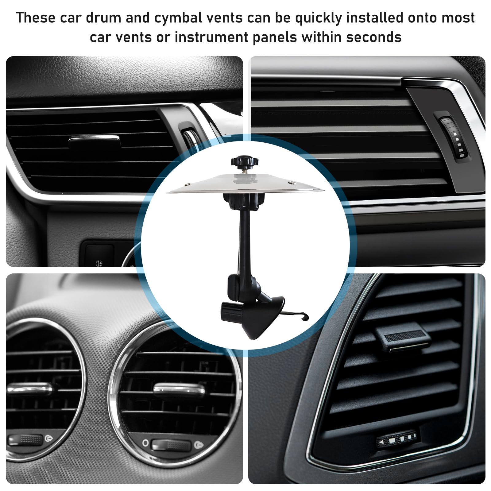 Lot de 3 grilles d'aération pour tambour de voiture, cymbales de voiture, mini clip de tambour pour batteur, amateur de musique, divertissement de conduite