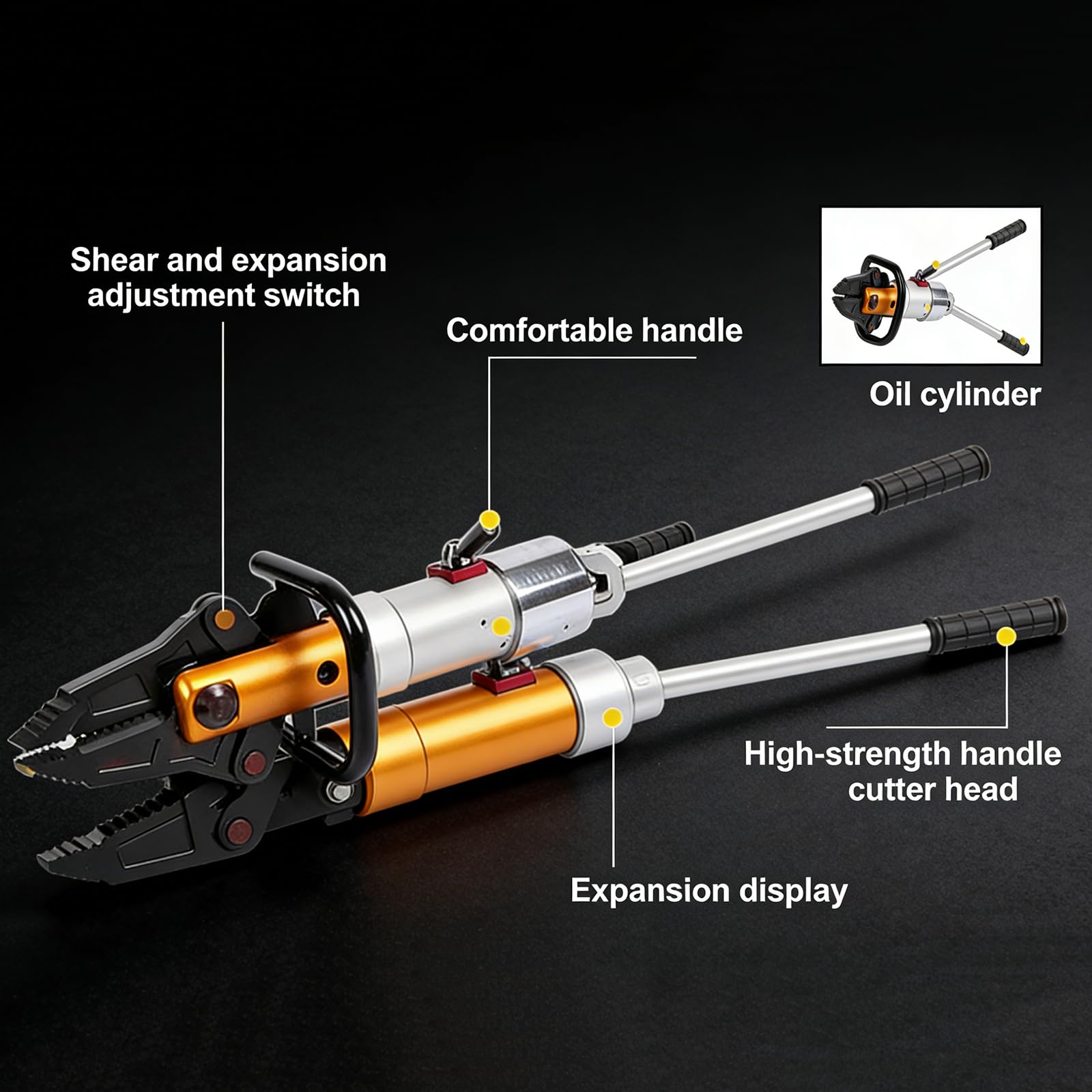 Hydrauliczne szczypce rozprężne, hydrauliczne uniwersalne szczypce tnące i rozprężne z możliwością obrotu o 360°, przenośne szczypce rozprężne do gaszenia pożarów i ratownictwa drogowego