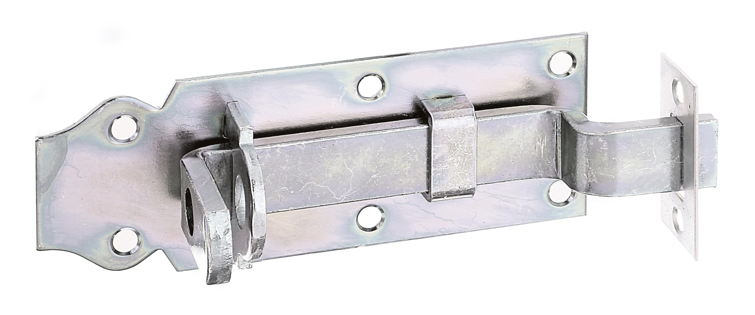Alberts 117030 Verrou de serrure | coudé, avec poignée plate et gâche fixée | passivé | platine 120 x 44 mm