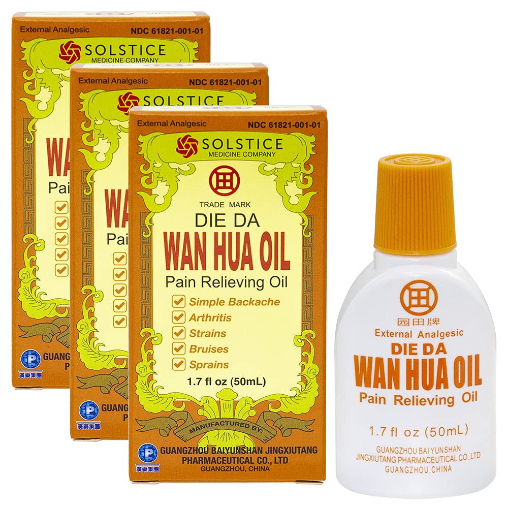 Die Da Wan Hua Oil - Pain Relieving Oil - 1.7 Fl. Oz. (50 Ml) - 3 Bottles