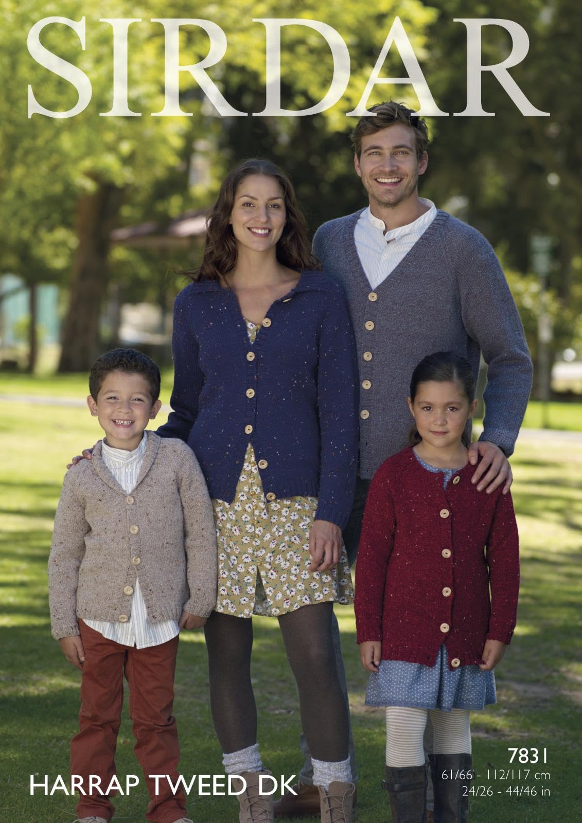 Sirdar Harrap Tweed DK 50g Knitting Pattern - 7831 Family Cardigans