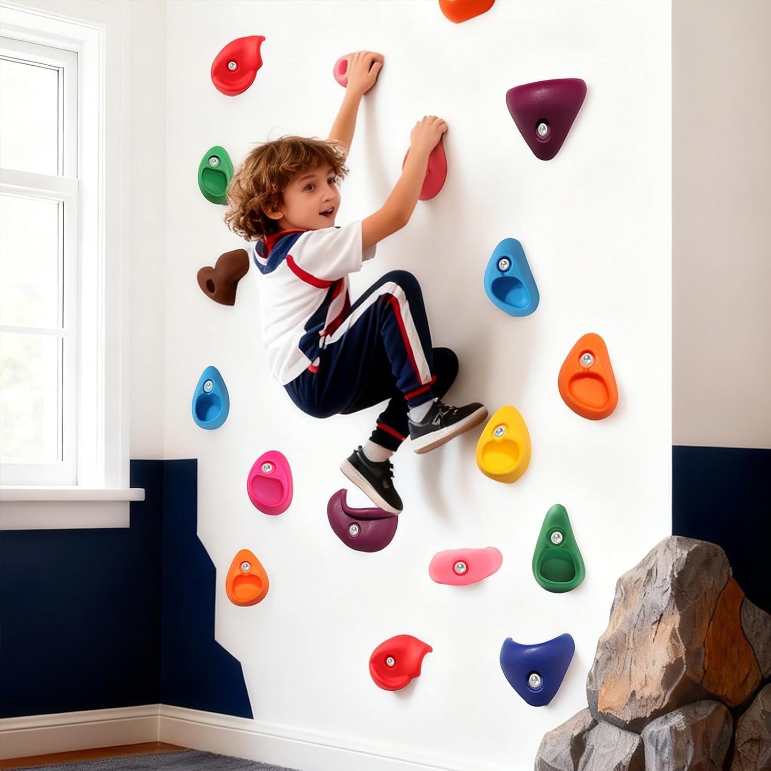 36 PCS Rock Climbing Holds for Kids,Rock Climbing Wall Grips Climbing Rocks Wall Kit for Indoor and Outdoor Playground Play Set with Hardware