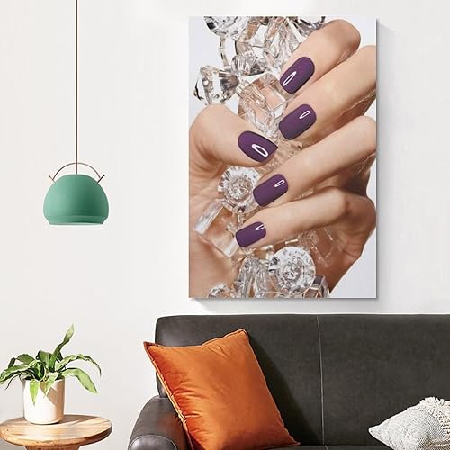 Miniatura 4 de Póster fotográfico de arte de uñas en forma de cubo de hielo, arte de pared de uñas morado, póster de arte de uñas, lienzo y arte de pared,