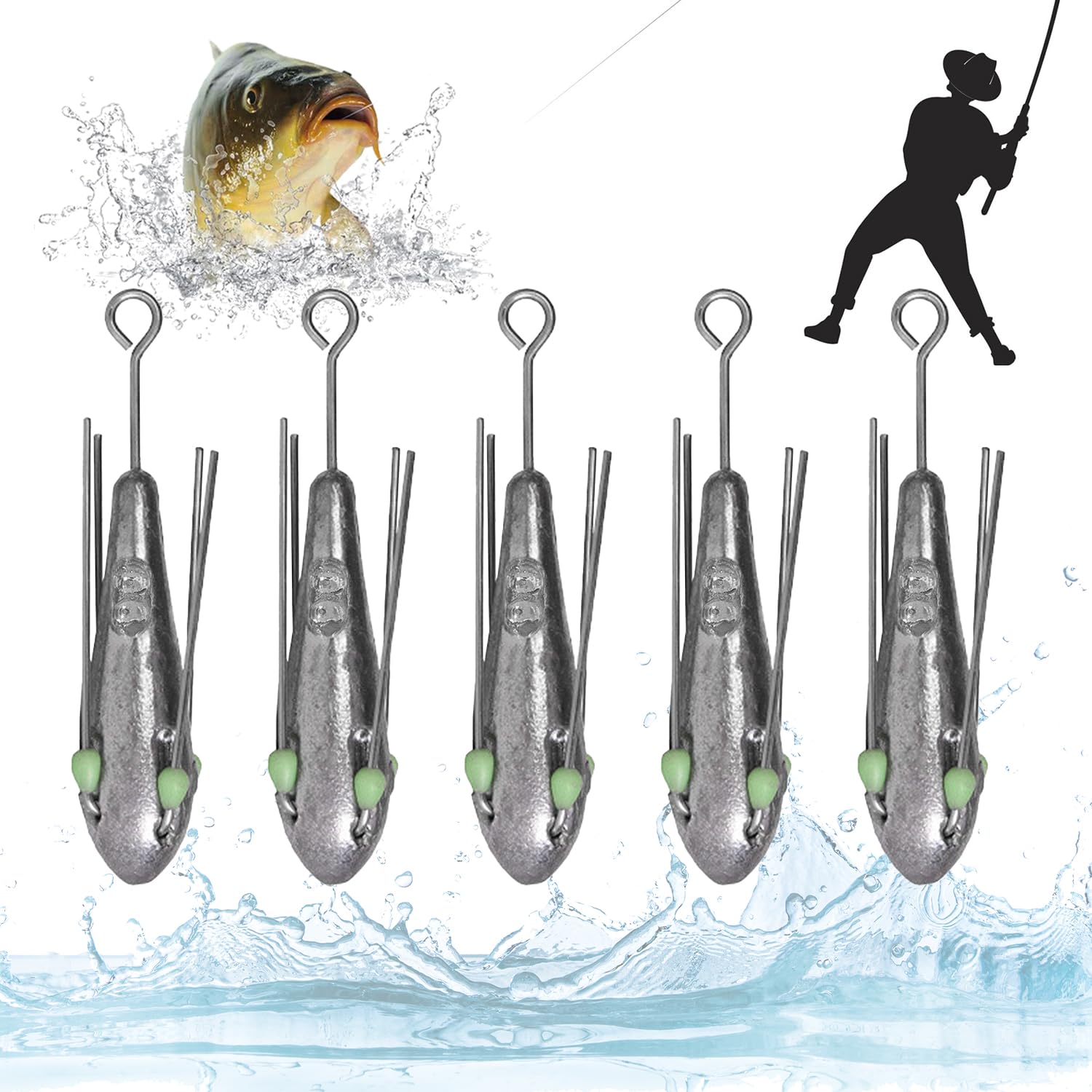 5 Plombs De Pêche 78g En Plomb – Forme Poire Avec Pieds, Idéal Pour Pêcher Dans Les Herbes Aquatiques, Mer Et Rivière