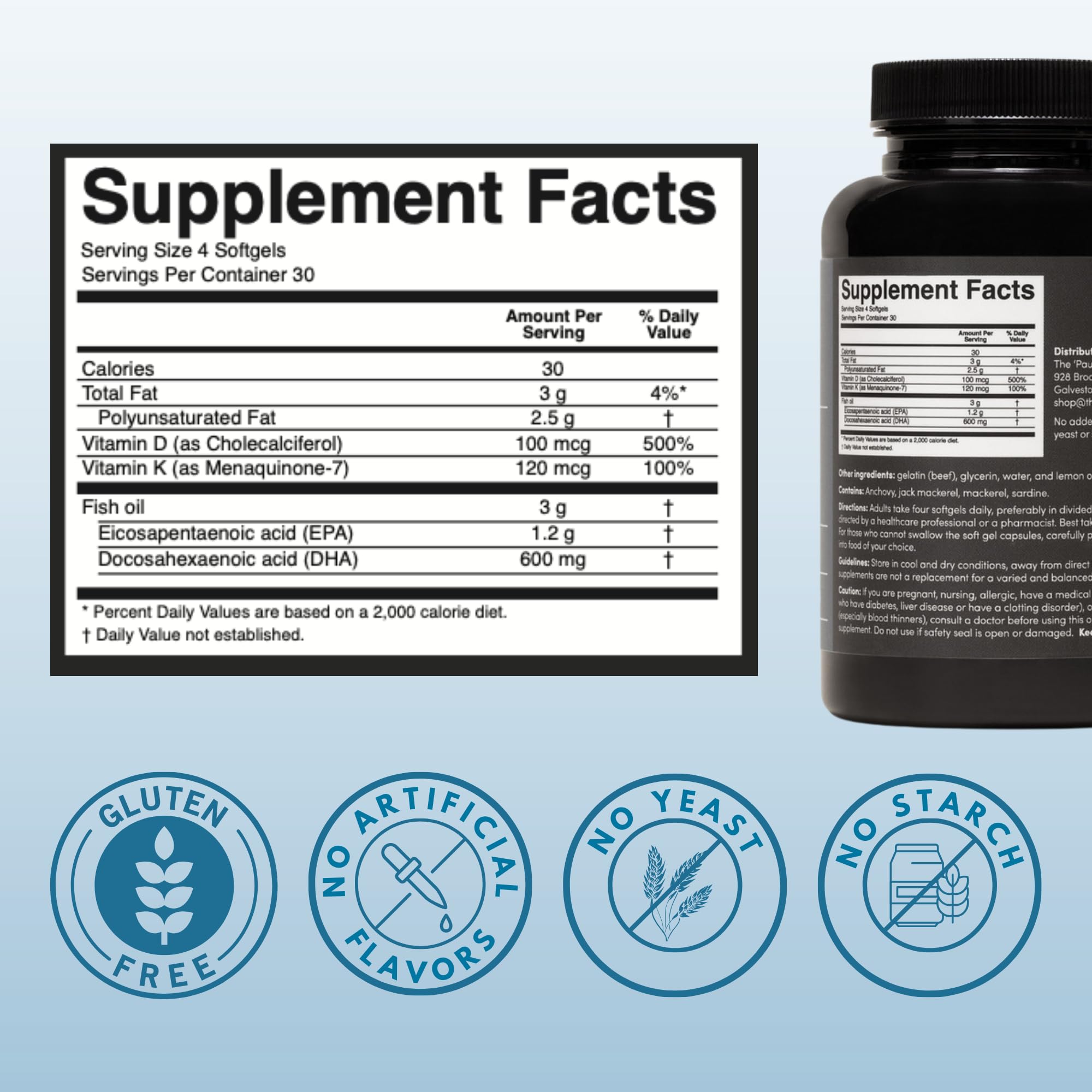 The 'Pause Life Omega 3, Vitamin D3 & K2 Fish Oil Supplement, 120 Softgels — Amazon image 3