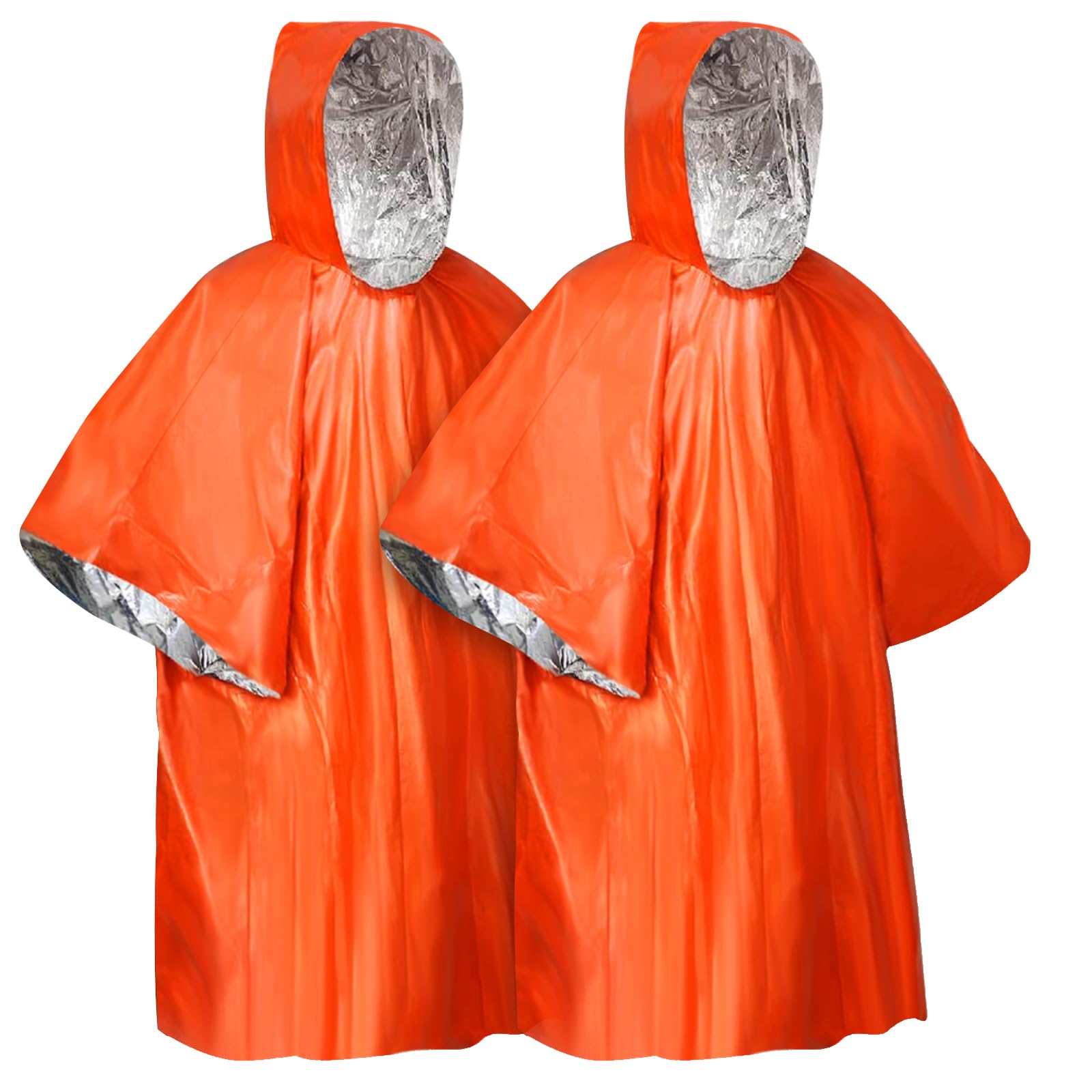 flintronic Emergency Survival Rain Poncho, 2 Pack Thermal Emergency Raincoat Poncho Set, Emergencys Insulation Blanket for Heat Retention and Rain, Reversible Foil Blanket for Emergencys Or First Aid