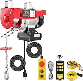 VEVOR Electric Hoist, 1320 lbs 120V Electric Winch with 328 ft Wireless & 14 ft Wired Remote Control, 40 ft Single Cable Lifting Height, Single/Double Slings, Lift Hoist for Garage Warehouse Factory