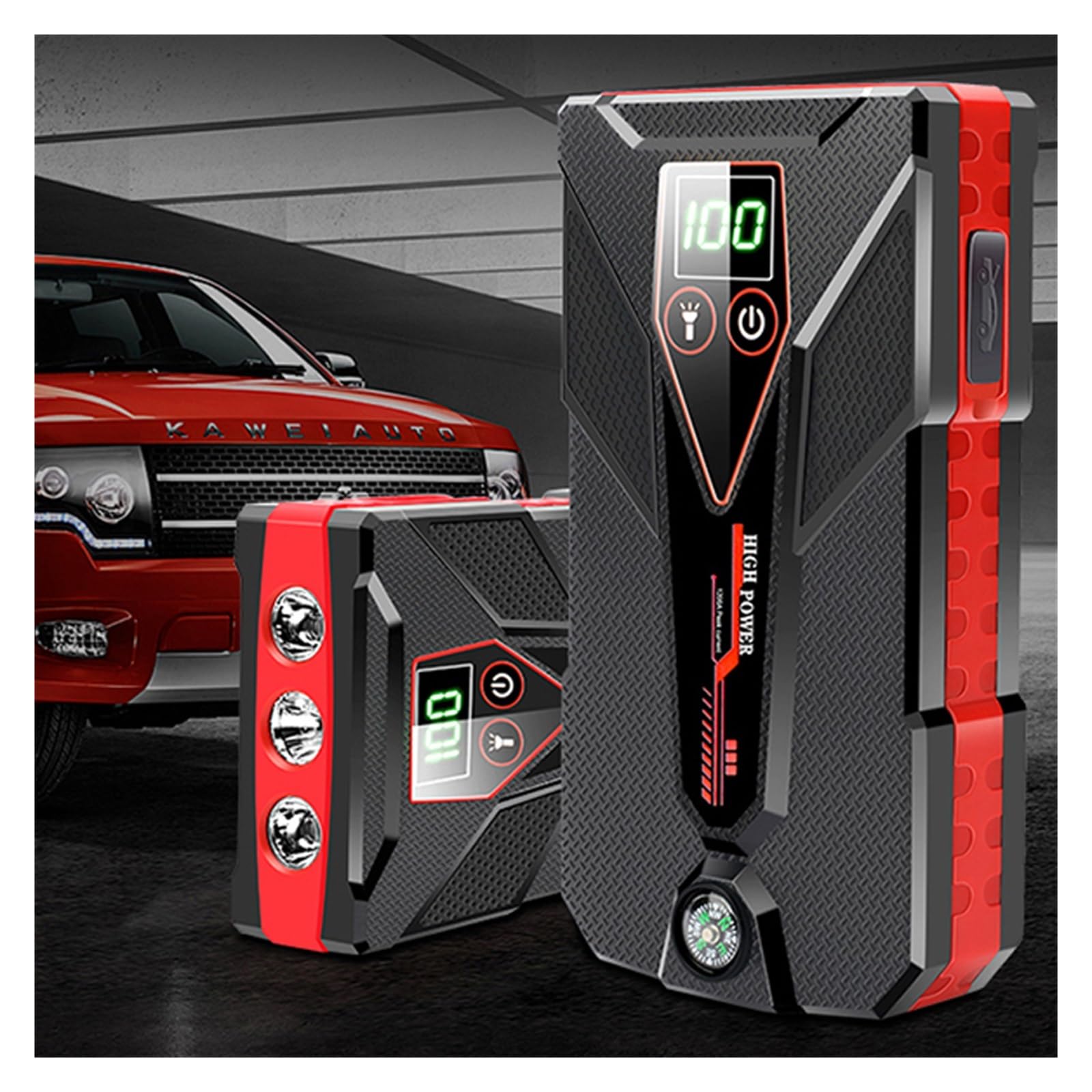 Arrancador de Coche portátil de 12000 mAh, batería de Emergencia, Pantalla Digital, 12 V