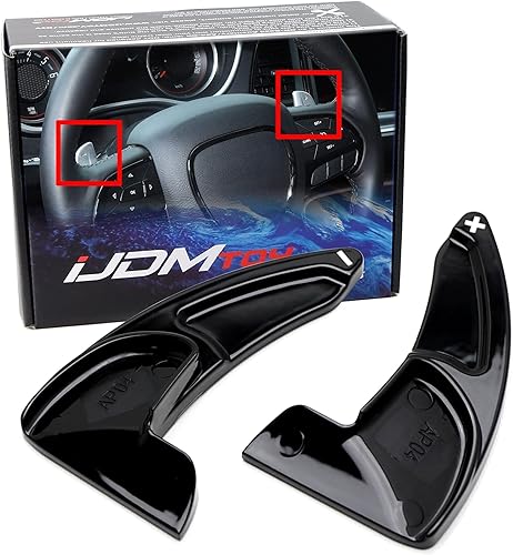 iJDMTOY Extensiones de paleta grandes con acabado en negro brillante compatibles con Dodge Challenger Charger Durango, Grand Cherokee, 300300C