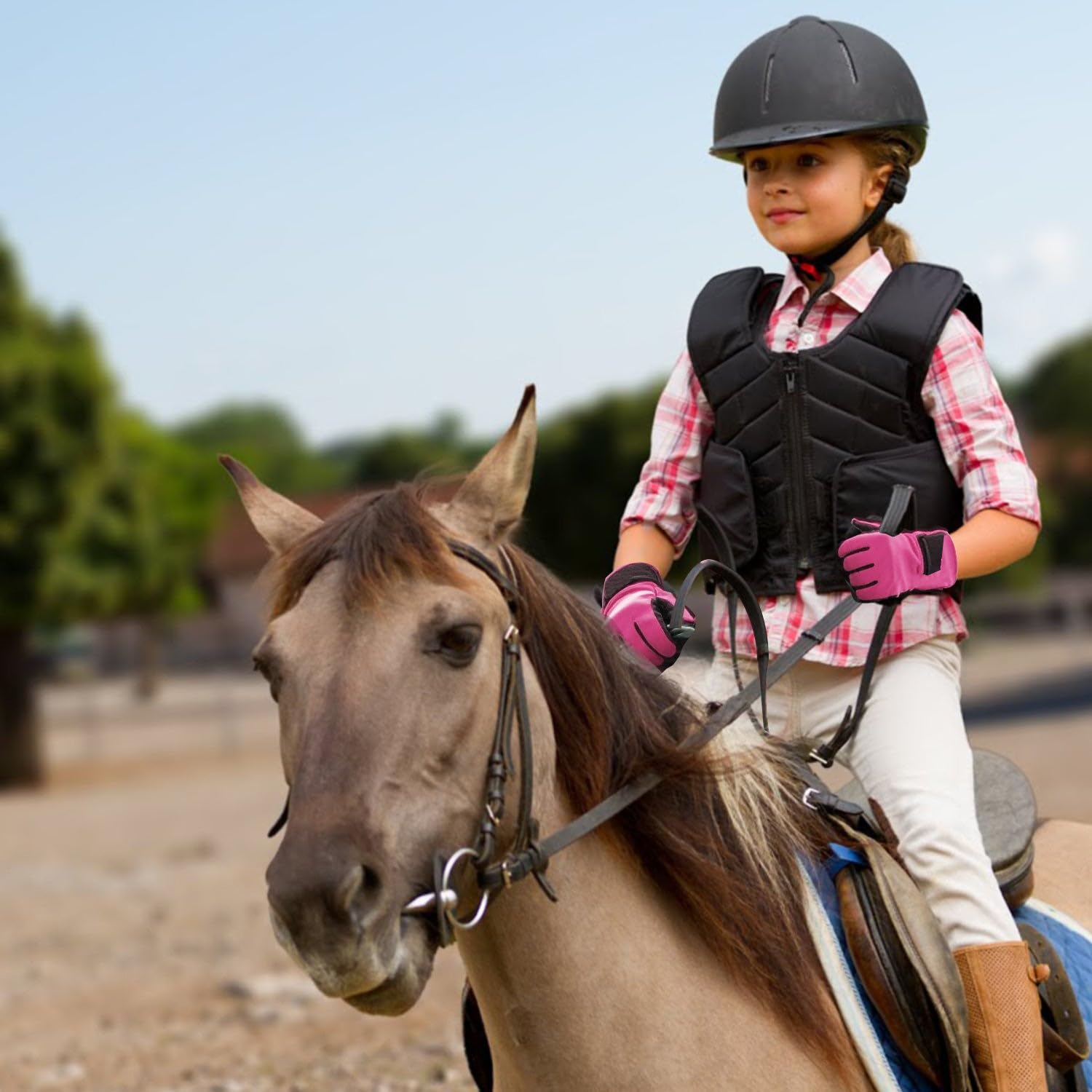 FitsT4 Grip Gants d'équitation pour Enfant Fille garçon 5-14 Ans pour l'équitation, Le Cyclisme, Le Jardinage, en 3 Couleurs