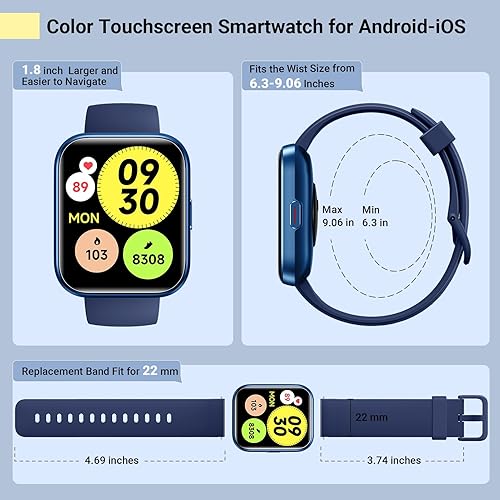 Miniatura 9 de Potencia tu estilo de vida con el reloj inteligente Bluetooth para mujeres y hombres, Alexa, reloj inteligente de seguimiento de salud y sueño,