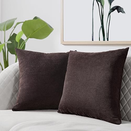 Miniatura 7 de BUHUA Paquete de 2 fundas de almohada decorativas de pana de 18 x 18 pulgadas para sala de estar, sofá y cama, decoración rústica y moderna del